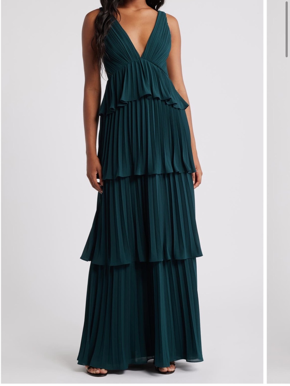 Lulu's Dark Teal Tiered Pleated Maxi dress - Picture 1 of 3